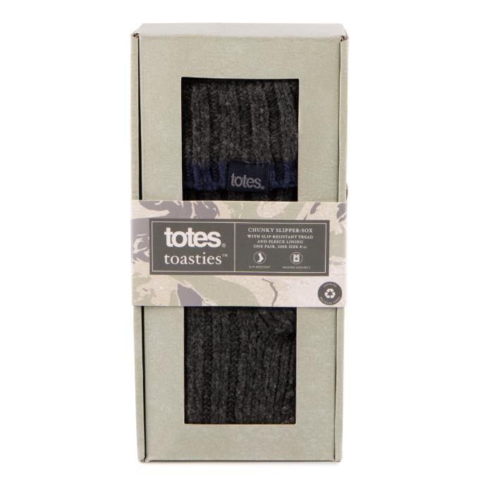 totes toasties® Mens Recycled Chunky Slipper Sock Grey Extra Image 4